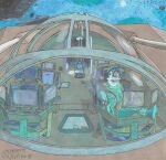  adrien_warmher anthro artesian blue_light canid canine canis fox hi_res hybrid lost_in_space_(ambigous) male mammal no_energy sitting solo space spacecraft vehicle waiting wolf xefino 