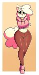 &lt;3 2022 absurd_res anthro bell bottomwear canid canine canis clothed clothing collar domestic_dog eyewear female fluffy fluffy_tail glasses hi_res jingle_bell mammal navel nelljoestar pants solo sweater tongue tongue_out topwear 