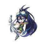  absurdres aqua_eyes artist_request black_hair bow_(weapon) gloves goggles goggles_on_head green_gloves highres latale long_hair pants solo weapon white_pants wind_stalker_(latale) 
