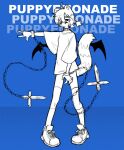  anthro bat_wings chain clothed clothing female flan_(puppyemonade) hand_gesture hi_res membrane_(anatomy) membranous_wings puppyemonade shackled solo wings 
