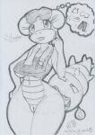  2022 anthro blush bodily_fluids bottomless breasts cleft_of_venus clothed clothing eyewear eyewear_on_head female generation_1_pokemon genital_fluids genitals graphite_(artwork) hand_on_hip lunaris_parukia navel nintendo open_mouth pokemon pokemon_(species) pokemorph pussy pussy_juice shellder_(slowbro) slowbro solo sunglasses sunglasses_on_head sweat sweatdrop thinking towel towel_around_neck traditional_media_(artwork) under_boob video_games 