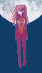  1girl bangs bloon breasts evangelion:_3.0+1.0_thrice_upon_a_time expressionless eyepatch full full_moon highres long_hair moon neon_genesis_evangelion night night_sky plugsuit rebuild_of_evangelion sky solo souryuu_asuka_langley twintails yukanaeva 