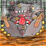 anthro anus balls begging_for_anal blush cage erection fur genitals grey_body grey_fur mad_rat_(character) mad_rat_dead male mammal murid murine penis presenting presenting_anus rat rodent salapao solo spread_legs spreading 