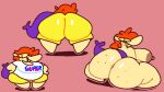  big_breasts big_butt breasts butt female green_body overweight overweight_female pipca_(character) simple_background solo superiorfox yellow_eyes 