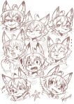  ambiguous_gender anthro blep cheek_tuft closed_smile clothed clothing dipstick_ears expression_sheet eyes_closed facial_tuft glistening glistening_eyes hair monochrome mouth_closed multicolored_ears narrowed_eyes one_eye_closed open_mouth penguinexperience short_hair signature simple_background simple_eyes sketch_page solo tongue tongue_out tuft 