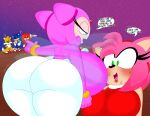  2022 2_tails 3barts 4k absurd_res accessory amy_rose anthro bent_over big_breasts big_butt black_pupils blonde_hair blue_body blue_eyes blue_fur blue_hair blush bodily_fluids bouncing_breasts bouncing_butt breast_jiggle breasts bubble_butt butt butt_jiggle canid canine clothing cosmic_background curvaceous curvy_figure detailed_background dialogue digital_drawing_(artwork) digital_media_(artwork) dot_eyes dress echidna english_text eulipotyphlan eyelashes fairy female fingers fox fur gloves green_eyes group hair hair_accessory hairband handwear headband hedgehog hi_res hourglass_figure huge_breasts huge_butt humanoid jiggling knuckles_the_echidna leaning leaning_forward lumina_flowlight male mammal miles_prower monotreme motion_lines multi_tail multicolored_body multicolored_fur open_mouth pink_body pink_clothing pink_dress pink_fur pink_hair pupils question_mark red_body red_clothing red_dress red_fur red_hair sega short_hair simple_eyes smile sonic_shuffle sonic_the_hedgehog sonic_the_hedgehog_(series) space space_background sweat tan_body tan_fur tan_skin text thick_thighs tongue two_tone_body two_tone_fur voluptuous white_body white_fur wide_hips wings yellow_body yellow_fur 