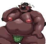  12beat13 2022 anthro asian_clothing belly big_belly big_moobs blush bovid bovine cattle clothing east_asian_clothing eyes_closed eyewear fundoshi glasses green_clothing green_fundoshi green_underwear hi_res humanoid_hands japanese_clothing kemono male mammal moobs navel nipples overweight overweight_male solo underwear 