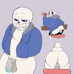  absurd_res balls big_butt bone butt chubby_male genitals hi_res humanoid male overweight penis sans_(undertale) skeleton solo undertale_(series) wooddaddy 