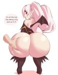  big_butt borvar butt butt_grab clothing dialogue disembodied_hand female hair hand_on_butt hi_res huge_butt humanoid legwear membrane_(anatomy) membranous_wings not_furry pink_hair thick_thighs thigh_highs winged_humanoid wings 