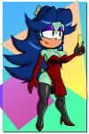  2019 absurd_res adventures_of_sonic_the_hedgehog anthro armwear beverage big_breasts blue_hair breasts breezie_the_hedgehog butt choker clothing dress ear_piercing ear_ring elbow_gloves eulipotyphlan eyeshadow female footwear glass gloves green_body hair handwear hedgehog hi_res high_heels jewelry legwear lipstick makeup mammal navel_outline necklace piercing red_eyes reddress ring_piercing sega solo sonic_the_hedgehog_(series) stockings thick_thighs viroveteruscy 