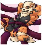  abdominal_bulge abs altenusy anal anthro arcanine balls barazoku biceps bodily_fluids canid canine claws digital_media_(artwork) duo erection fur generation_1_pokemon genital_fluids genitals humanoid_genitalia humanoid_penis male male/male male_penetrating mammal muscular muscular_anthro muscular_male nintendo nipples nude penetration penis pokemon pokemon_(species) sex simple_background tentacles video_games 