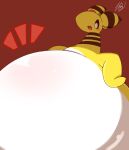  ambiguous_gender ampharos anthro belly big_belly blush generation_2_pokemon hi_res mammal nintendo open_mouth pokemon pokemon_(species) solo takisan_oekaki video_games white_belly yellow_body 