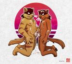  anthro balls bodily_fluids brown_body brown_fur cum cum_drip cum_everywhere cum_on_belly cum_on_body cum_on_chest cum_on_face cum_on_ground cum_on_leg cum_on_penis cum_on_shoulder cumshot domestic_cat dripping duo ejaculation erection felid feline felis frottage fur genital_fluids genitals hanna-barbera hi_res jake_clawson male male/male mammal mask messy mostly_nude nipples orgasm paper_background pawpads paws penetrable_sex_toy penis razor_(swat_kats) sex sex_toy sharing_sex_toy simple_background swat_kats swat_katz sweaciabic textured_background white_background yellow_body yellow_fur 