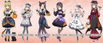  6+girls \m/ animal_ears animal_on_shoulder ascot asymmetrical_bangs bandaged_arm bandaged_leg bandages bangs bat_(animal) black_bow black_cloak black_dress black_eyes black_flower black_footwear black_gloves black_hair black_headwear black_pantyhose black_rose blonde_hair blue_eyes boko_(girls_und_panzer) boots bow bowtie bridal_veil brown_eyes brown_hair bucket candy carpaccio_(girls_und_panzer) cat cat_tail character_name cleavage_cutout cloak closed_mouth clothing_cutout commentary_request dress drill_hair fake_animal_ears fake_tail fishnet_pantyhose fishnets flats flower food fox frilled_dress frilled_sleeves frills frown ghost_pose girls_und_panzer girls_und_panzer_senshadou_daisakusen! gloves green_eyes grey_gloves grey_hair grey_pantyhose hair_bow hair_ornament halloween halloween_bucket halloween_costume hat hat_flower high_collar high_heel_boots high_heels highres holding holding_bucket holding_candy holding_flower holding_food holding_lantern holding_lollipop holding_syringe itsumi_erika jack-o&#039;-lantern jack-o&#039;-lantern_hair_ornament jack-o&#039;-lantern_ornament lantern lollipop long_dress long_hair long_sleeves looking_at_viewer marie_(girls_und_panzer) medium_dress medium_hair mika_(girls_und_panzer) mini_hat multiple_girls nishi_kinuyo nurse nurse_cap official_alternate_costume official_art one_eye_closed open_mouth orange_cloak orange_footwear pantyhose print_cloak purple_bow purple_bowtie purple_footwear red_flower red_rose rose shimada_chiyo shoes sleeveless sleeveless_dress smile spaghetti_strap standing standing_on_one_leg star_(symbol) stethoscope straight_hair syringe tail tilted_headwear toeless_footwear torn_clothes torn_dress torn_pantyhose translated two-sided_cloak two-sided_fabric veil watermark wedding_dress white_ascot white_dress white_footwear white_headwear wide_sleeves wolf_ears wolf_tail 