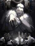  absurdres black_clover black_hair board_game chess frit_2 highres looking_at_viewer lucius_zogratis pale_skin robe throne 