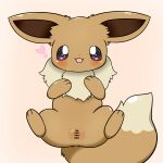  &lt;3 &lt;3_eyes absurd_res azuo blush brown_body censored eevee female feral generation_1_pokemon genitals hi_res looking_at_viewer nintendo open_mouth pokemon pokemon_(species) pussy simple_background solo spread_legs spreading video_games 