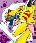 2008 anthro anthro_pred anthro_prey black_nose blondefoxy blue_body blue_fur blue_inner_ear breasts brown_eyebrows brown_eyes candy canid canine canis cel_shading claws coyote dessert digital_drawing_(artwork) digital_media_(artwork) digitigrade duo extreme_size_difference eyebrows female female_anthro female_pred food fur green_claws hair holding_candy holding_food holding_lollipop holding_object in_mouth inner_ear_fluff kerchief larger_female larger_pred lollipop long_hair lucky_(blondefoxy) male male/female male_anthro male_prey mammal mawplay neckerchief neckwear on_tongue open_mouth paws pink_kerchief pink_neckerchief pink_tongue scared shaded size_difference smaller_male snout tail teeth tongue tuft white_body white_fur white_hair white_inner_ear_fluff yellow_body yellow_fur yellow_sclera