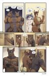 7_panel_comic absurd_res anthro awkward balls big_butt biped black_text blake_harper_(thepurp) brown_body brown_fur butt canid canine canis cervine comic deer dialogue digital_media_(artwork) dobermann domestic_dog electronics english_text exclamation_point finn_(thepurp) foreskin fur genitals group hand_mirror hi_res holding_object humanoid_genitalia humanoid_penis lagomorph leporid locker locker_room luca_(thepurp) makeup male mammal mirror muscular muscular_male nipples nude nude_anthro nude_male penis phone pinscher rabbit sika_deer smile speech_bubble standing stare_(sound_effect) tail talking_to_another tapping teeth text thepurp trio