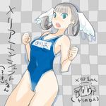  bad_id bad_pixiv_id blue_eyes curly_hair head_wings melia name_tag one-piece_swimsuit school_swimsuit solo swimsuit teriyaki white_hair xenoblade_(series) xenoblade_1 