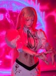  1girl absurdres bare_shoulders bleach bleach:_sennen_kessen-hen blood blood_from_forehead blood_on_clothes blood_on_face blood_stain breasts center_opening cleavage cleavage_cutout closed_eyes closed_mouth clothing_cutout collarbone commentary_request cosplay cosplay_photo detached_sleeves east_asian fake_blood hair_ornament hairclip highres hip_dips inoue_orihime inoue_orihime_(cosplay) inoue_orihime_(sennen_kessen-hen) large_breasts lips long_hair midriff natsume0v0 navel official_alternate_costume orange_hair outstretched_arms photo_(medium) puffy_sleeves shun_shun_rikka snowflake_hair_ornament solo solo_focus stomach wide_hips 