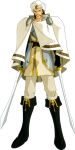  1boy black_boots boots cape dual_wielding facial_hair fingerless_gloves fire_emblem fire_emblem:_mystery_of_the_emblem full_body gloves hardin_(fire_emblem) hat holding holding_sword holding_weapon koya_katsuyoshi looking_at_viewer male_focus mature_male mustache official_art pants pencil_mustache short_hair silver_armor solo sword transparent_background weapon white_cape white_hat white_pants 