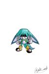  1boy absurdres angry animal_ears animal_nose aqua_hair artist_name blue_fur blue_tail body_fur boots clenched_hands clenched_teeth commentary ears_down full_body furry furry_male gloves highres jat0_art kitsunami_the_fennec legs_apart looking_at_viewer male_focus pink_eyes pointy_ears rabbit_boy rabbit_ears shaded_face shoes signature simple_background solo sonic_(series) standing tail teeth twitter_username white_background white_gloves 