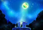  absurdres caterpie commentary_request from_behind full_body full_moon highres moon night no_humans on_tree_stump outdoors pikachu pippiran0920 poke_ball poke_ball_(basic) pokemon pokemon_(anime) pokemon_(classic_anime) pokemon_(creature) pokemon_focus scene_reference signature sky star_(sky) starry_sky tree_stump 