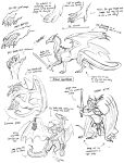 2026 ambiguous_gender anatomy anthro backpack bag claws disembodied_hand dragon english_text european_mythology feral group hi_res holding_melee_weapon holding_object holding_sword holding_weapon horn kat2nite melee_weapon monochrome mythological_creature mythological_scalie mythology open_wings scalie spikes spikes_(anatomy) sword text walking weapon western_dragon
