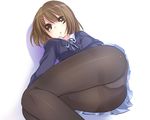  ass bad_id bad_pixiv_id brown_eyes brown_hair hair_ornament hairclip hirasawa_yui itou_nanami k-on! panties panties_under_pantyhose pantyhose school_uniform short_hair solo thighband_pantyhose underwear 