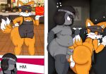 absurd_res anal anal_penetration anthro anus apron apron_only balls bathroom beagle butt canid canine canis clothing dialogue domestic_dog duo employee employee_uniform femboy fox from_behind_position genitals grey_body grey_penis hands_on_wall heart_symbol hi_res holding_tail huge_thighs humanoid hunting_dog laranxart leaning leaning_on_object leaning_on_wall male male/male male_anthro male_penetrated male_penetrating male_penetrating_male mammal mcdonald's miles_prower orange_body penetration penis pink_anus public public_restroom public_sex puffy_anus restaurant restroom_sex rex_(laranxart) scent_hound sega sex shih_tzu sonic_the_hedgehog_(series) speech_bubble standing standing_sex tail thick_thighs toy_dog