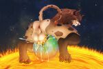 3:2 absurd_res bodily_fluids bovid bovine cattle cosmic_background cum genital_fluids helaviskrew hi_res macro male mammal planet solo sun