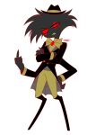 4_arms absurd_res arachnid arackniss_(hazbin_hotel) arthropod clothed clothing crossed_arms demon enaic31 female gesture hand_gesture hat hazbin_hotel headgear headwear hellaverse hi_res humanoid middle_finger multi_arm multi_eye multi_limb simple_background solo spider white_background