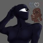 commentary coolleaf doors_(roblox) english_commentary hand_on_own_head heart muscular one-eyed pectorals roblox seek_(doors) the_figure_(doors) 
