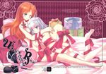  barefoot braid couple cover english flower gift hong_meiling izayoi_sakuya legs mary_janes multiple_girls naked_ribbon red_flower red_rose ribbon rose sakura_(doors) shoes teramoto_kaoru thighhighs touhou twin_braids yuri 