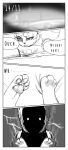 after_transformation blurred_background border comic digital_media_(artwork) dizzy eevee english_text female feral generation_1_pokemon hi_res ivy_(sylly_sylvie) lying mammal monochrome nintendo pawpads paws pokemon pokemon_(species) shocked simple_background solo sylly_sylvie tail text transformation waking_up white_border yzza_(eevee)