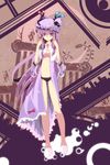  absurdres auer bad_id bad_pixiv_id bespectacled black_panties breasts crescent glasses hat highres legs long_hair medium_breasts open_clothes panties patchouli_knowledge pince-nez purple_eyes purple_hair slippers solo touhou underwear 