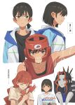  ... 3girls absurdres anger_vein black_hair black_shirt blue_jacket boxing_headgear braid chinese_text colored_skin commentary fafayu fish fishbowl grace_(sayonara_lara) grey_eyes grey_skin heart_out_of_chest highres jacket lara_(sayonara_lara) long_hair looking_at_another multicolored_hair multiple_girls ootsu_mari parted_lips ponytail red_hair red_streaks red_tank_top sayonara_lara shirt short_hair short_ponytail simple_background single_braid streaked_hair tank_top tears translation_request untranslatable_commentary white_background white_shirt yellow_eyes yuri 