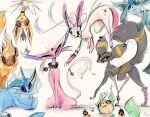 ambiguous_feral ambiguous_gender bell bell_collar butt claws clothing collar digital_media_(artwork) eeveelution espeon feral flareon footwear fur generation_1_pokemon generation_2_pokemon generation_4_pokemon generation_6_pokemon glaceon group hi_res jolteon leafeon looking_at_viewer nintendo pawpads paws pokemon pokemon_(species) quadruped signature sitting sketch socks sylveon tail toony trigaroo umbreon vaporeon