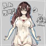  bad_id bad_pixiv_id breasts brown_eyes brown_hair large_breasts matsuri_(teriyaki) mole mole_on_breast original solo teriyaki 