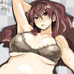  bad_id bad_pixiv_id bra brown_eyes brown_hair lingerie matsuri_(teriyaki) original solo sweat teriyaki underwear 