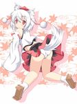  all_fours animal_ears ass bad_id bad_pixiv_id geta hat inubashiri_momiji looking_back panties red_eyes rin_(ateria) sandals short_hair silver_hair solo tail tokin_hat touhou underwear white_panties wolf_ears wolf_tail 