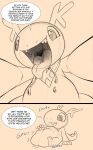 2026 abdominal_bulge absurd_res anthro belly big_belly bodily_fluids churn comic dragon english_text glorp gurgle_(sound_effect) hand_on_belly hi_res horn huge_belly implied_fatal kde kerchief konqi low-angle_view male motion_lines mouth_shot mythological_creature mythological_scalie mythology neckerchief neckwear open_mouth rumbling_stomach saliva scalie sequence short sitting sketch soft_vore solo sparky_the_chu standing tail teeth text tongue tongue_out vore wingless_dragon worm's-eye_view