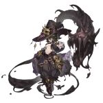  1girl absurdres animal_skull bag belt bird black_boots boots breasts crop_top crow ezr_bb hat highres jacket large_breasts looking_at_viewer midriff mud navel open_belt original puffy_pants puffy_sleeves scroll short_hair solo spiked_boots stomach underboob witch_hat 