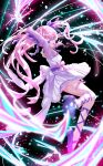  1girl :d absurdres ankle_lace-up bow commentary_request commission dress frilled_dress frills from_side full_body hair_bow highres indie_virtual_youtuber leg_ribbon long_hair open_mouth purple_bow purple_dress purple_eyes purple_hair purple_shoes ribbon see-through_clothes see-through_sleeves shoes skeb_commission smile solo tatsunami1379 thigh_ribbon virtual_youtuber white_bow yashiro_runa 