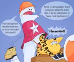 anthro bestiality blue_background bodily_fluids bowl butt_slap clothing computer computer_keyboard container desk dialogue digital_media_(artwork) duo electronics english_text feral forced from_behind_position fur furniture gold_(metal) headgear hi_res homestar_runner homestar_runner_(character) inanimate_object interspecies male male/male male_penetrating markings marshmallowpuke not_furry open_mouth penetration popcorn_machine rape red_clothing red_shirt red_topwear sex shirt simple_background size_difference slap spanking spots spotted_body spotted_fur star_shirt sweat sweatdrop table tail tears text the_cheat the_cheat_(species) topwear white_body wooden_spoon yellow_body yellow_fur