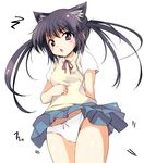  animal_ears black_hair bow bow_panties cat_ears from_below ippongui k-on! long_hair nakano_azusa panties pantyshot purple_eyes school_uniform solo twintails underwear upskirt white_panties 