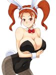  animal_ears blush bow bowtie breast_lift breasts brown_eyes brown_hair bunny_ears bunny_tail bunnysuit cleavage crossed_arms dragon_quest dragon_quest_viii fake_animal_ears fishnet_pantyhose fishnets huge_breasts jessica_albert kawanuma_uotsuri leaning_forward long_hair pantyhose solo tail twintails wrist_cuffs 