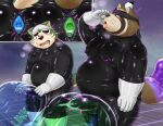 anal anthro bandana_on_head belly blush bodily_fluids bodysuit brown_body brown_fur bulge butt canid canine canis clothing cum domestic_dog duo eyebrows fucked_silly fur genital_fluids gesture green_body green_fur hi_res kurozatou96310 latex latex_clothing latex_skinsuit lifewonders live_a_hero male male/male mammal mokdai non-euclidean_penetration non-euclidean_sex orgasm overweight raccoon_dog salute sex shoen skinsuit tanuki thick_eyebrows tight_clothing