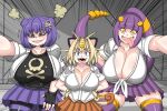 3:2 accessory animal_humanoid big_breasts black_clothing black_eyes black_shirt black_stripes black_thong black_topwear black_underwear blonde_hair blue_eyes bottomwear breasts cat_humanoid clothing coin dr.bug ekans fangs felid felid_humanoid feline feline_humanoid gas generation_1_pokemon gold_(metal) gold_coin grey_eyes hair hair_accessory huge_breasts humanoid koffing legwear light_body light_skin living_hair looking_at_viewer mammal mammal_humanoid meowth nintendo orange_bottomwear orange_clothing orange_skirt pattern_clothing pattern_legwear pattern_thigh_highs pokemon pokemon_(species) ponytail pseudo_hair purple_bottomwear purple_clothing purple_hair purple_legwear purple_ponytail purple_skirt purple_stripes purple_thigh_highs reptile scalie school_uniform shirt skirt snake snake_hair striped_clothing striped_legwear striped_thigh_highs stripes tail_hair teeth thigh_highs thong topwear underwear uniform white_clothing white_shirt white_topwear yellow_eyes