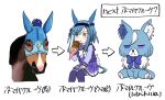  1girl absurdres admire_groove_(racehorse) admire_groove_(umamusume) animal_ears animalization blue_bow blue_eyes blue_hair blush bow bowtie breasts closed_mouth commentary_request creature_and_personification dog ear_covers hairband heterochromia highres hinekure_inu horse horse_ears horse_girl horse_tail long_sleeves mask mole mole_under_mouth multicolored_hair personification pleated_skirt purple_eyes purple_sailor_collar purple_serafuku purple_shirt purple_skirt purple_thighhighs real_life recursive_animalization sailor_collar sailor_shirt school_uniform serafuku shikokuken_(mrykk24) shirt short_hair_with_long_locks sitting skirt streaked_hair tail thighhighs tracen_school_uniform umamusume white_bow white_bowtie white_hair white_streaks 